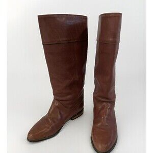 Vtg Eddie Bauer Leather Boots Brown Tall Expedition 7.5 Womens Classic Canada